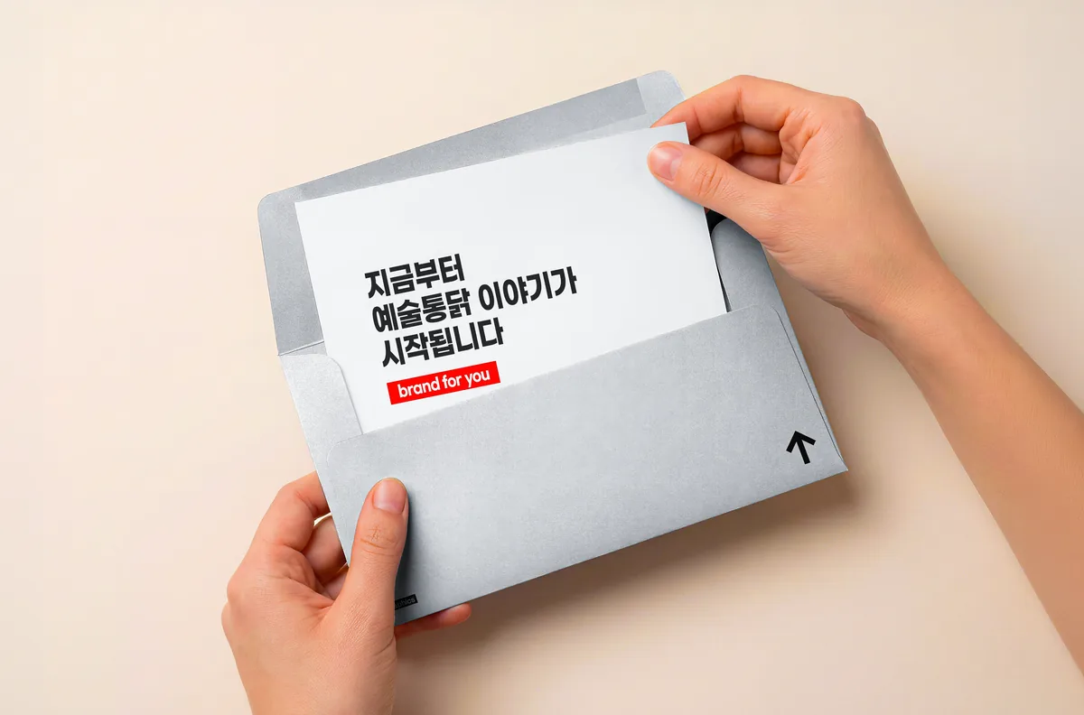 봉투에서 꺼낸 카드 — 지금부터 예술통닭 이야기가 시작됩니다
